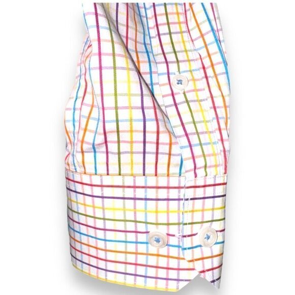 Bugatchi Uomo Technicolor Check Shaped-Fit Dress Shirt 15 M - Picture 3 of 11